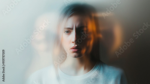  blurred photo of crazy person, mental health and bipolar disorder photo