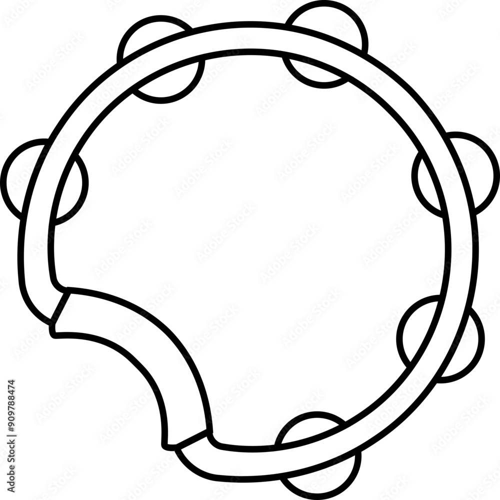 Tambourine icon. Linear symbol. Tambourine icon. Linear symbol.