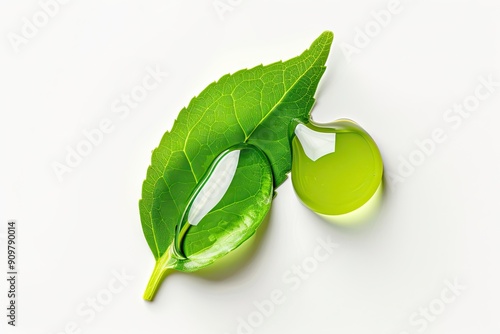 Wallpaper Mural Tea tree oil serum texture. Light green serum toner drop isolated on white background Torontodigital.ca