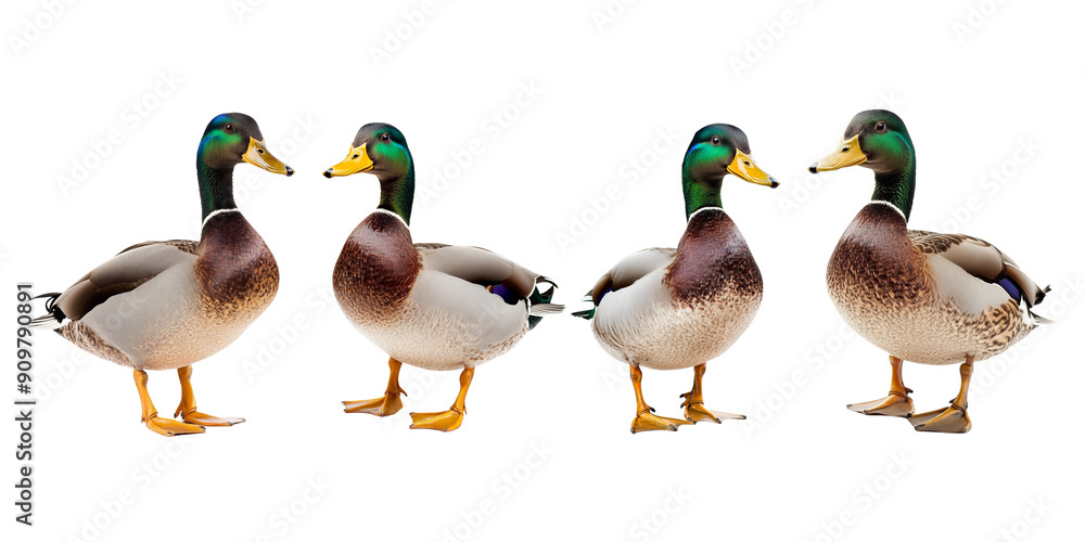 Set of whole ducks on white background Set of whole ducks on white background