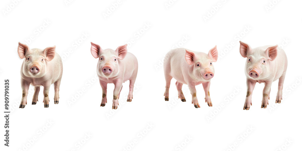 Set of whole pigs on white background. Set of whole pigs on white background.