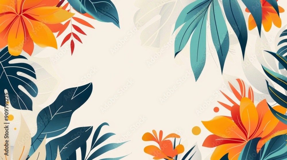 Tropical Paradise: Vibrant Floral Illustration for Design Background Tropical Paradise: Vibrant Floral Illustration for Design Background