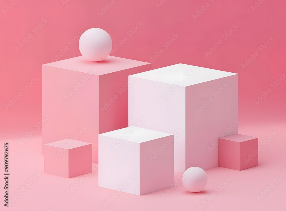 Pink and White Geometric Shapes Abstract Background Pink and White Geometric Shapes Abstract Background