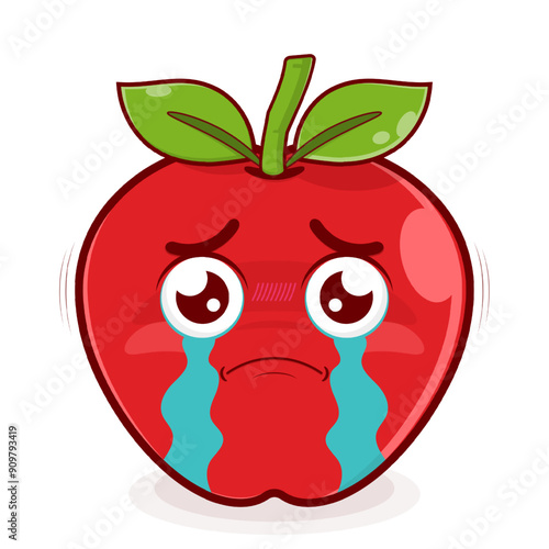 apple scared face cartoon cute