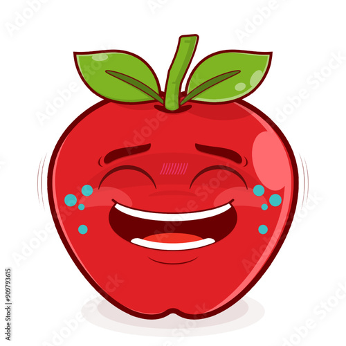apple laughing face cartoon cute