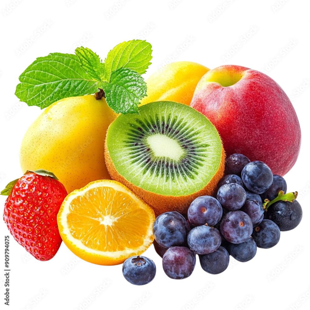 Fotografie Mixed fruits isolated on white background