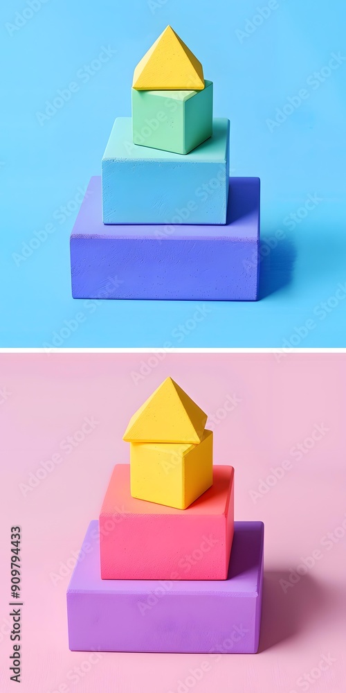 Colorful Geometric Shapes Stacked on Top of Each Other Colorful Geometric Shapes Stacked on Top of Each Other