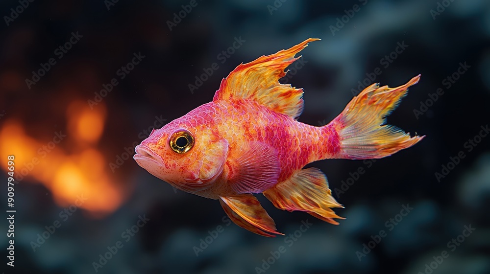Obraz premium vibrant tropical fish swimming in dark water