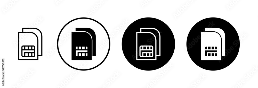 Sim card icon vector isolated on white background. Mobile sim icon. Mobile cellular phone sim card chip. Sim card icon vector isolated on white background. Mobile sim icon. Mobile cellular phone sim card chip.