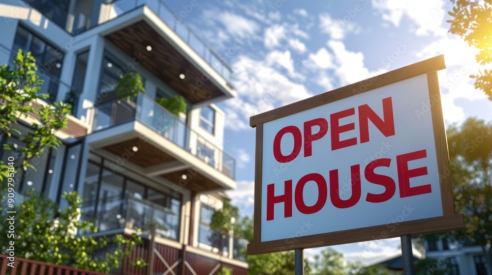 real estate offer with open house sign real estate offer with open house sign