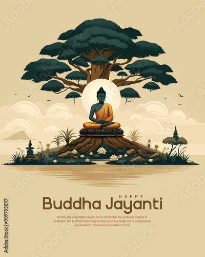 Bhagwan Lord Buddha Jayanti and buddha Purnima with Lord Mahavir Jayanti Social Media Post Banner 