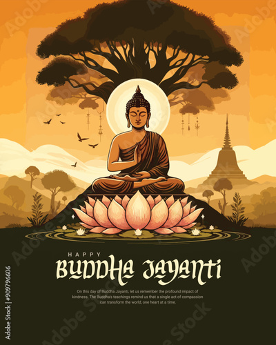 Bhagwan Lord Buddha Jayanti and buddha Purnima with Lord Mahavir Jayanti Social Media Post Banner 