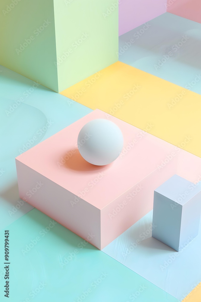 Abstract Pastel Color Background with White Sphere Abstract Pastel Color Background with White Sphere