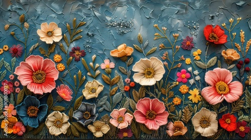 Embroidered Floral Tapestry