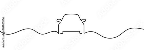 Continuous line drawing car. Doodle car. Sketch car. Car vector illustration. One line car photo