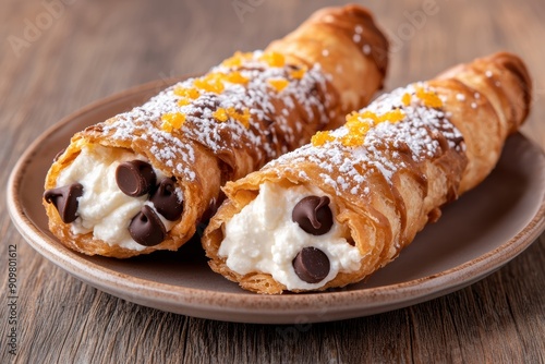 Delicious chocolate-filled pastries dusted with powdered sugar