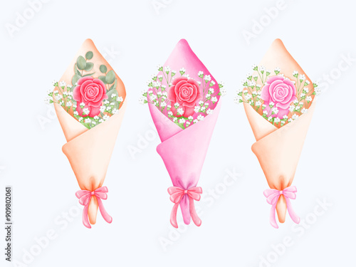 Hand-Drawn Watercolor flower Clipart: Create Beautiful Floral Designs with Ease