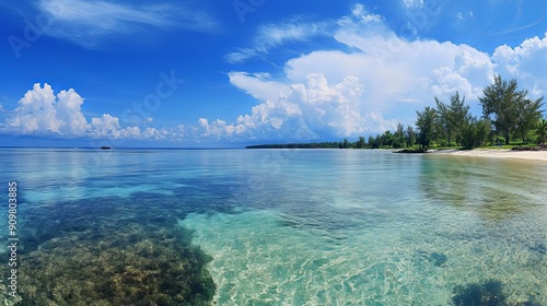 A panoramic view of Cemara Kecil Island, Karimunjawa, Indonesia. photo