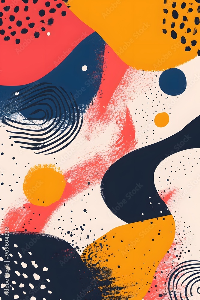 Fototapeta premium Abstract Modern Art with Geometric Shapes and Dots