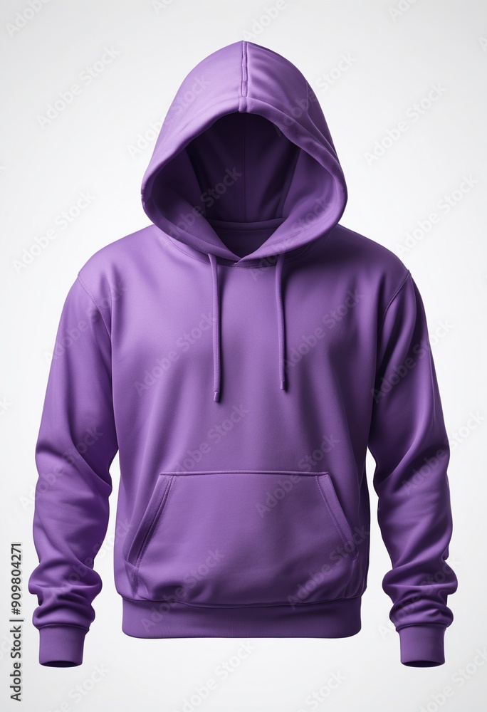 Front view of purple hoodie mockup with drawstrings, isolated on white background. Front side of long sleeve sweater. Autumn or winter clothes. Template for design, logo, print, branding and ad. Front view of purple hoodie mockup with drawstrings, isolated on white background. Front side of long sleeve sweater. Autumn or winter clothes. Template for design, logo, print, branding and ad.