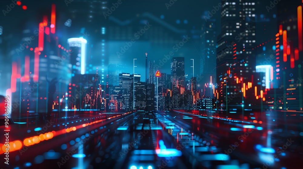 Cyberpunk Cityscape: Neon lights illuminate a futuristic metropolis, where towering skyscrapers pierce the night sky, and glowing digital grids weave a tapestry of urban life. The city's pulsating en Cyberpunk Cityscape: Neon lights illuminate a futuristic metropolis, where towering skyscrapers pierce the night sky, and glowing digital grids weave a tapestry of urban life. The city's pulsating en
