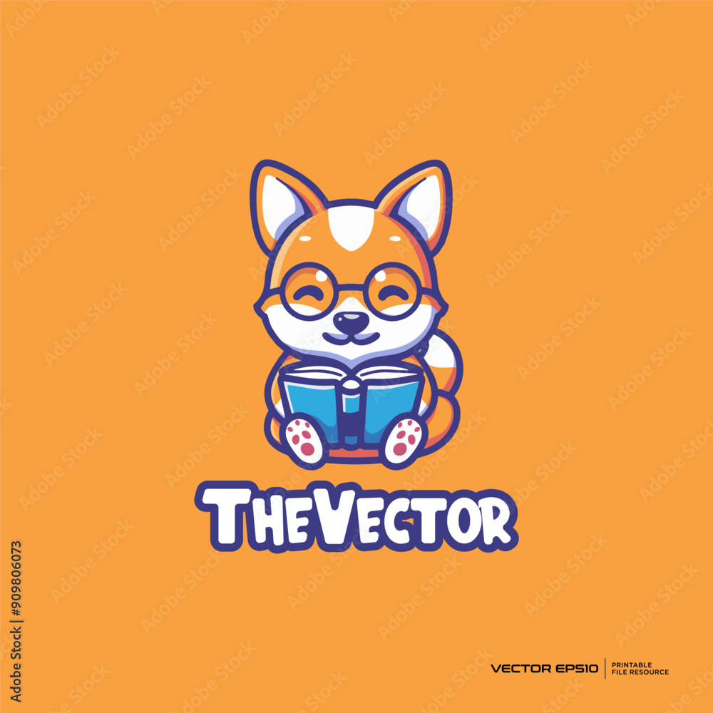 A fox are reading mascot, vector, logo, character, cartoon, illustration, eps10 A fox are reading mascot, vector, logo, character, cartoon, illustration, eps10