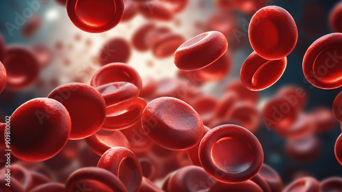 Create detailed illustrations of red blood cells, white blood cells, and platelets. photo