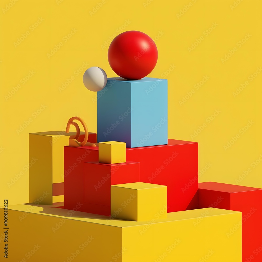 Abstract Colorful Geometric Shapes 3D Render Abstract Colorful Geometric Shapes 3D Render