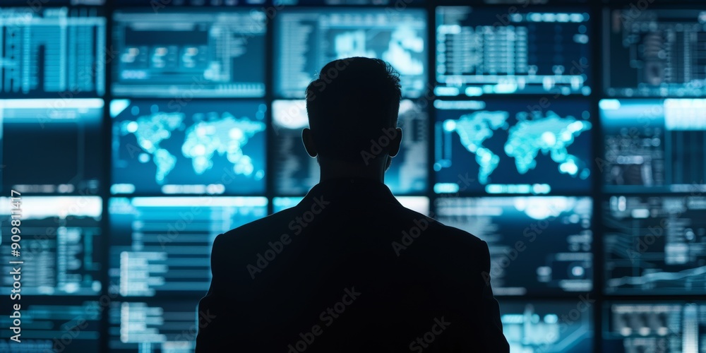 Silhouette of a cybersecurity strategy. Silhouette of a cybersecurity strategy.