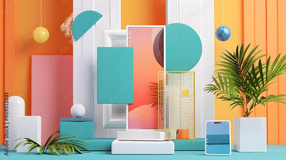 Abstract Minimalist 3D Rendering of Geometric Shapes Abstract Minimalist 3D Rendering of Geometric Shapes