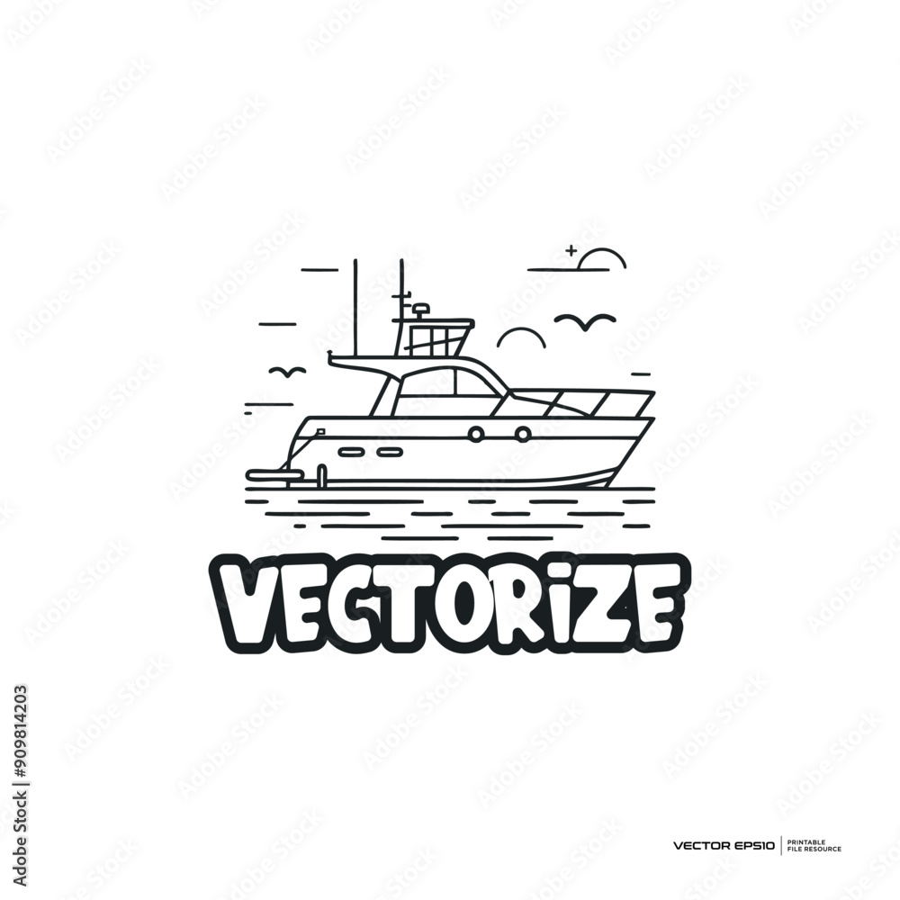 A ship line vector, logo, character, cartoon, illustration, eps10 A ship line vector, logo, character, cartoon, illustration, eps10