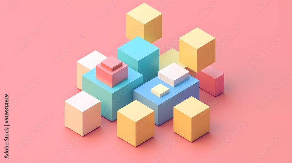 Abstract Geometric Shapes on a Pink Background Abstract Geometric Shapes on a Pink Background