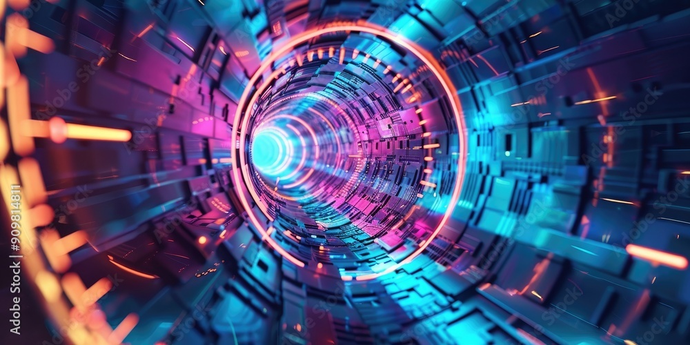 Fototapeta premium Time Travel Portal to Diverse Futures