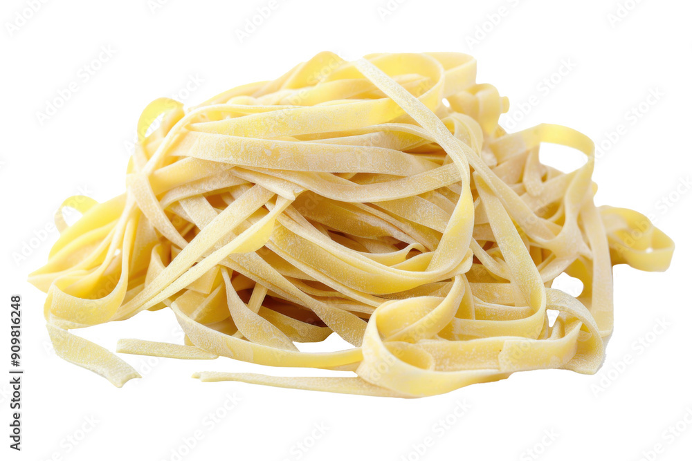A pile of pasta noodles on a white background A pile of pasta noodles on a white background