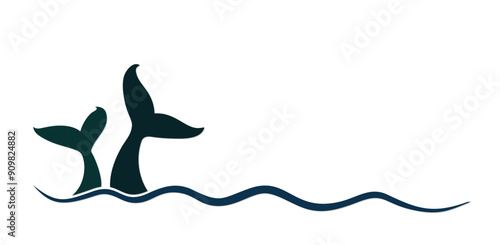 The blue wave symbol with whales tails.