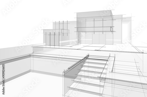 architectural sketch of a house