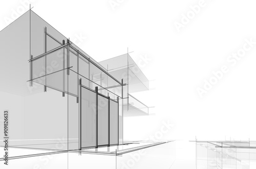 architectural sketch of a house