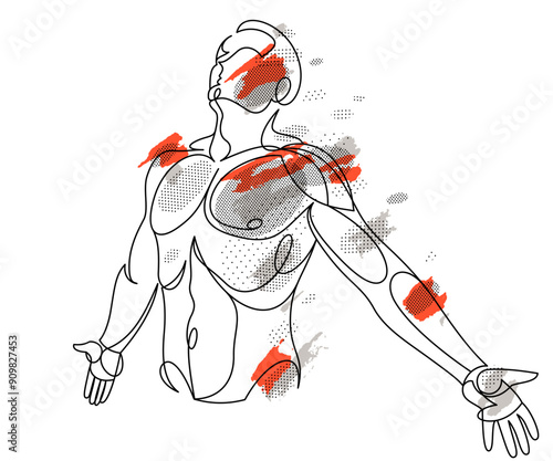 Man with spread hands showi...