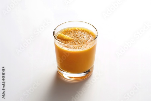 A pristine glass filled to the brim with freshly squeezed orange juice