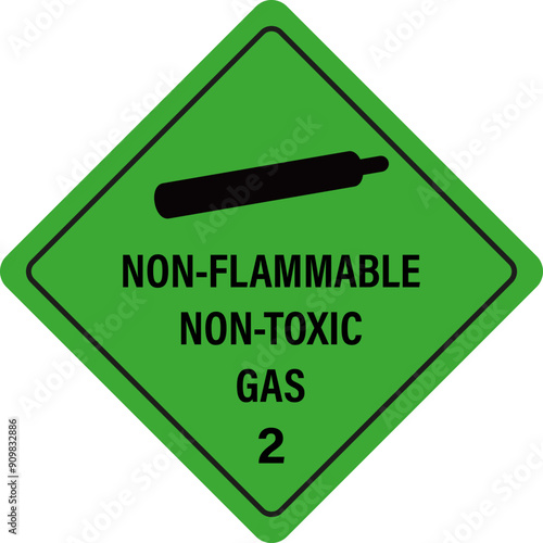 Non flammable, non toxic gas sign. Hazardous material sign.