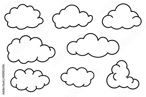 Cloud Line Art Illustration with Creative Patterns and Unique Style