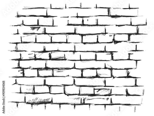 Hand drawn textured design pattern featuring a distressed brick wall