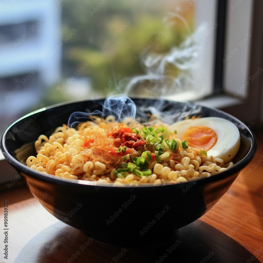 a bowl of noodle with eggs a bowl of noodle with eggs