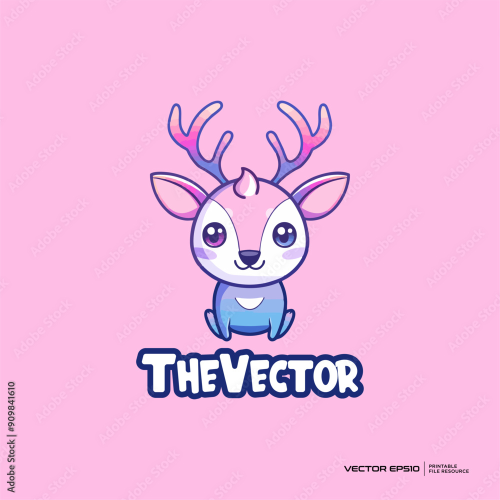 Cute deer is sitting vector, logo, character, mascot, cartoon, illustration, eps10 Cute deer is sitting vector, logo, character, mascot, cartoon, illustration, eps10