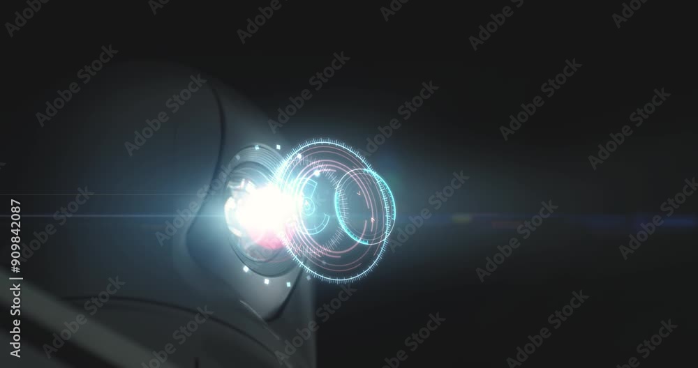 Security camera surveillance system for motion and face identity detection recognition sensor, live monitoring, futuristic recording footage, close up Security camera surveillance system for motion and face identity detection recognition sensor, live monitoring, futuristic recording footage, close up