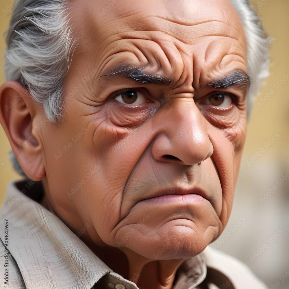 Elderly angry Hispanic man with a furious expression Elderly angry Hispanic man with a furious expression