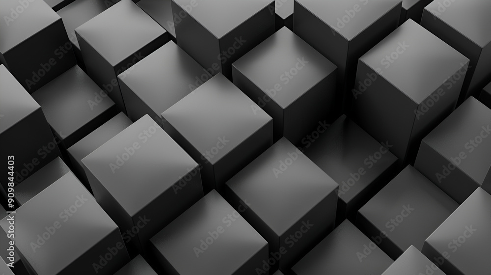 Fototapeta premium Abstract Dark Cubes Futuristic Design Background. 3d Render Illustration, Experience an abstract 3D square background with a modern twist