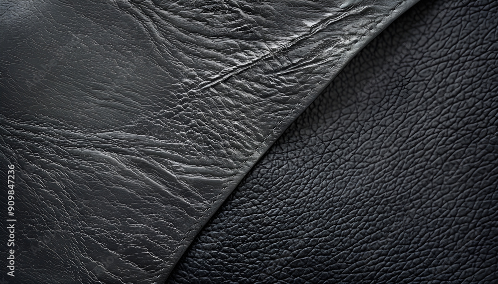 Closeup of black eco leather texture with dark grey synthetic material Closeup of black eco leather texture with dark grey synthetic material