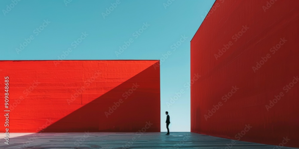 Obraz premium Modern Minimalist Architecture with Red Walls