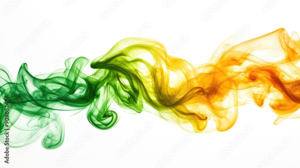 A dynamic mix of green and yellow smoke intertwining on a white background, representing energy and creativity. A dynamic mix of green and yellow smoke intertwining on a white background, representing energy and creativity.